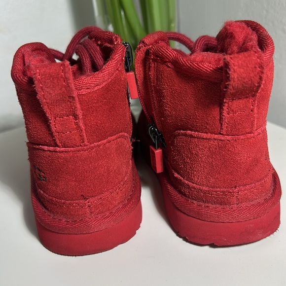 UGG Shoes Toddler 8 Neumel II Lace Up / Zip Deep Red Winter Booties - Picture 7 of 10